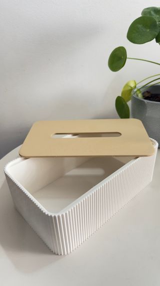 Capa para caixa de lenços dourada e branca