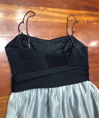 Vestido Zara fiesta negro y plateado T.36