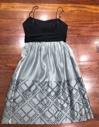 Vestido Zara fiesta negro y plateado T.36