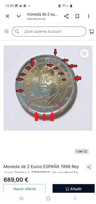 Moneda España 2 euros 1999