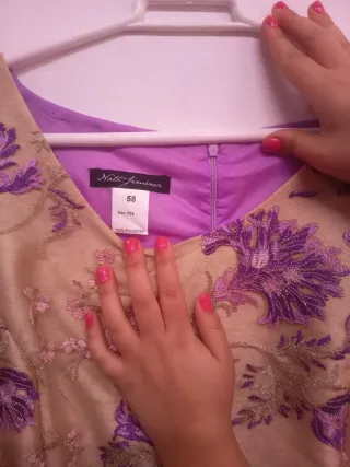 Vestido fiesta, madrina ,oro y morado