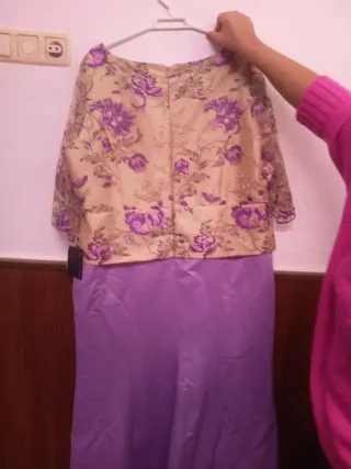 Vestido fiesta, madrina ,oro y morado