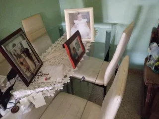 Mesa de salón cristal y madera