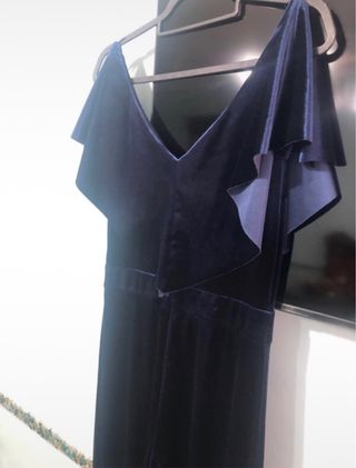 Mono largo mujer terciopelo azul