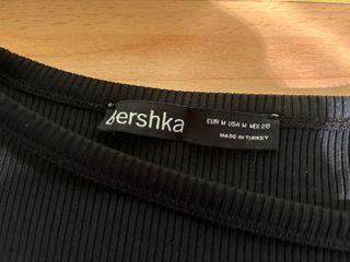Top Bershka Negro Manga Larga M