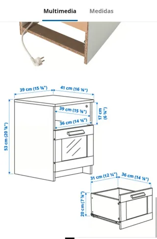 Mesita de noche BRIMNES Ikea blanca