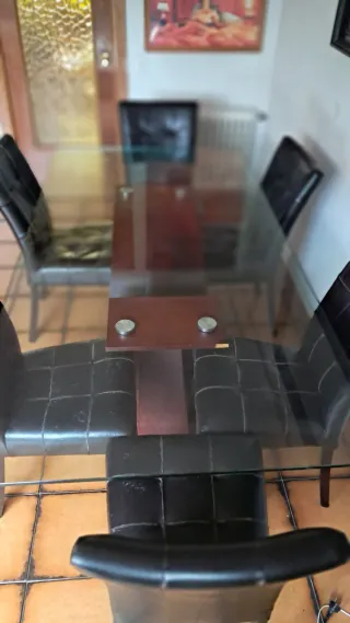 Mesa Comedor madera y Cristal