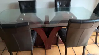 Mesa Comedor madera y Cristal