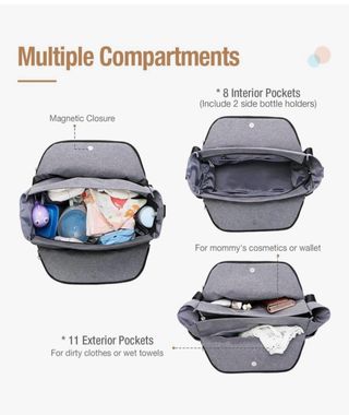 Bolso de bebé gris con estampado de flechas