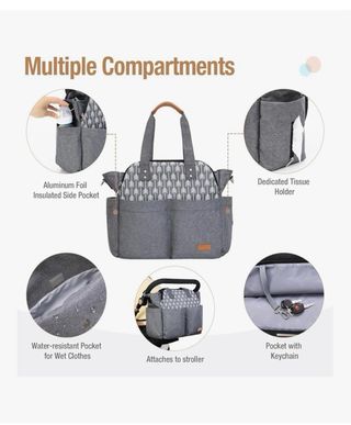 Bolso de bebé gris con estampado de flechas