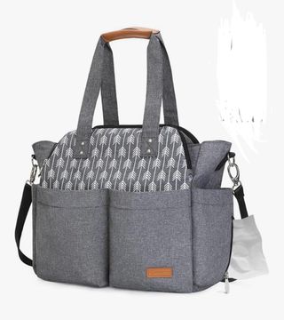 Bolso de bebé gris con estampado de flechas