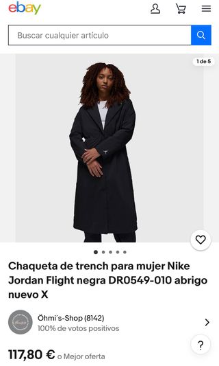 Chaqueta Trench Nike Jordan Flight Mujer Negra