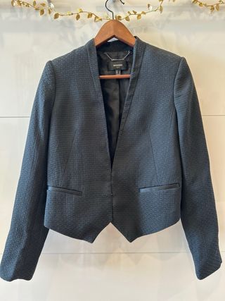 Blazer Mango Gris Texturizado