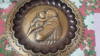 Piatto Antico Rame Martelato Mano