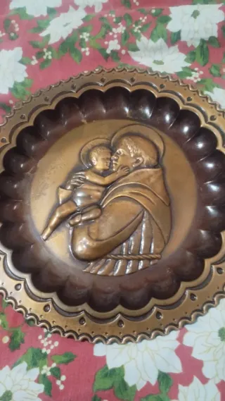 Piatto Antico Rame Martelato Mano