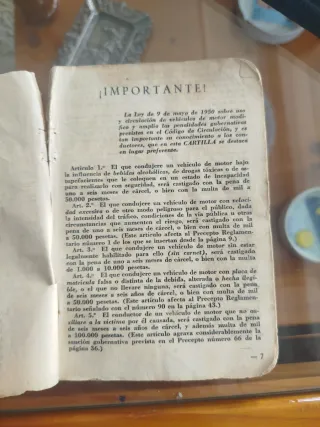 Cartilla de Circulación Antigua 1950