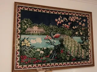 Cuadro paisaje con pavo real