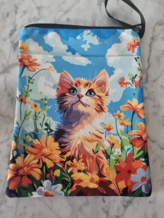 Funda para libro con gatito y flores