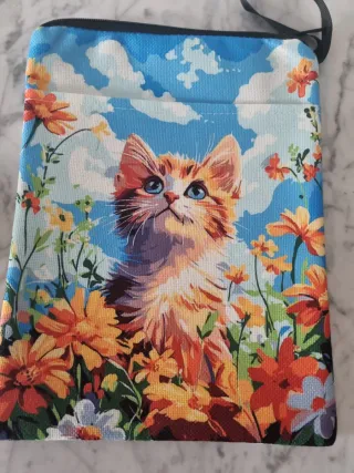 Funda para libro con gatito y flores