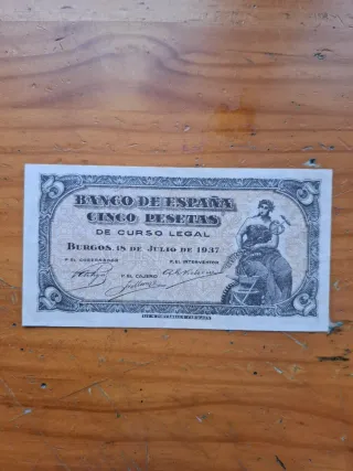 Billete 5 Pesetas Banco de España 1937