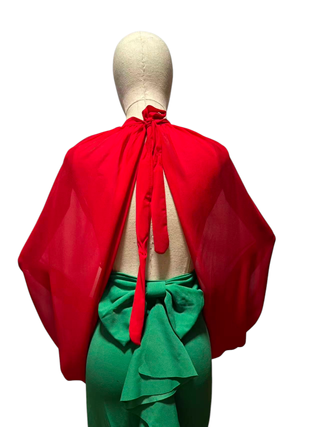 Capa chal gasa choker rojo