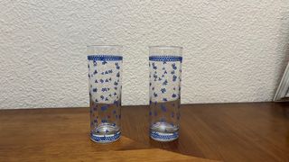 Juego 4 vasos de tubo decorados