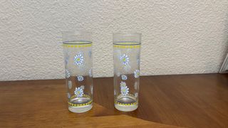 Juego 4 vasos de tubo decorados