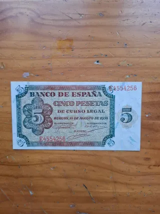 Billete 5 Pesetas Banco de España 1938
