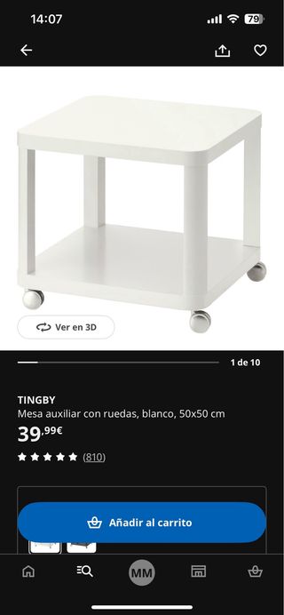 Mesa auxiliar TINGBY IKEA con ruedas