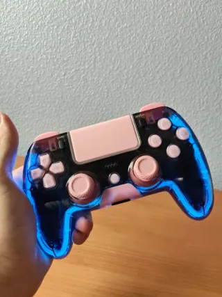 Controller PS4 Trasparente/Rosa con joystick Hall