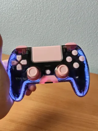 Controller PS4 Trasparente/Rosa con joystick Hall