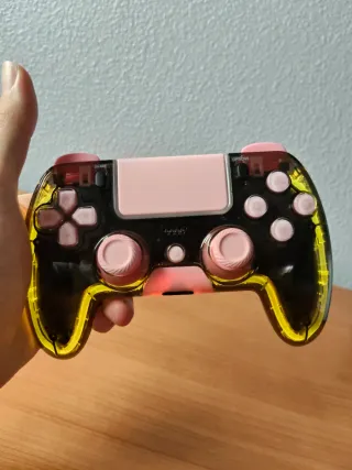 Controller PS4 Trasparente/Rosa con joystick Hall