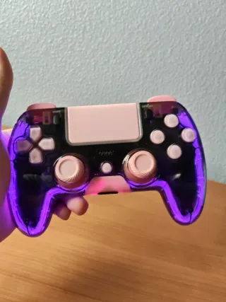 Controller PS4 Trasparente/Rosa con joystick Hall