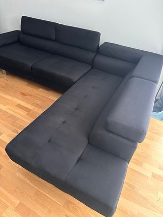 Sofá Chaiselongue Negro Tela