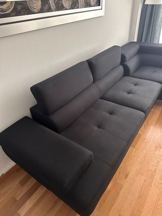 Sofá Chaiselongue Negro Tela