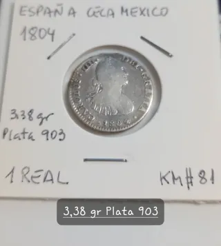 Moneda 1 Real México 1804 Carlos IIII