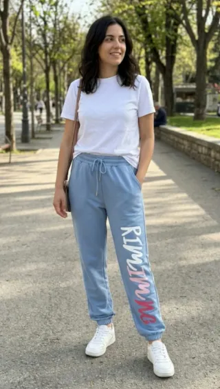 Pantalón de chándal azul con detalles