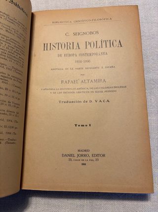 Libro antiguo de 1916 de Historia politica europa