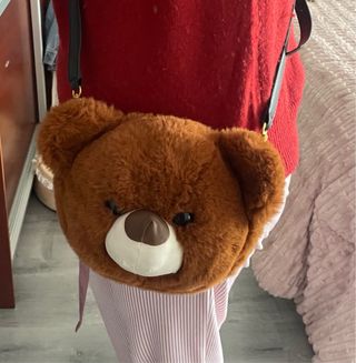 Bolso Oso Peludo Negro y Marrón