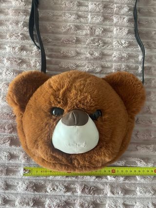 Bolso Oso Peludo Negro y Marrón