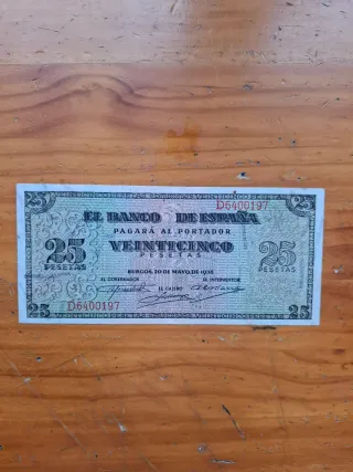 Billete 25 Pesetas Banco de España 1938