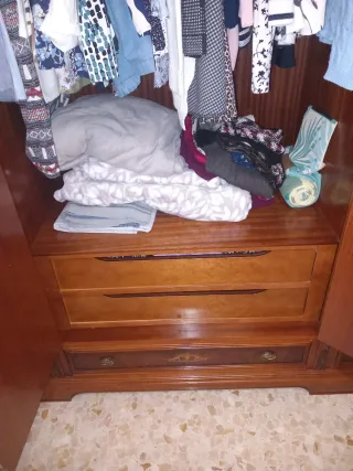 Armario antiguo de madera con espejos