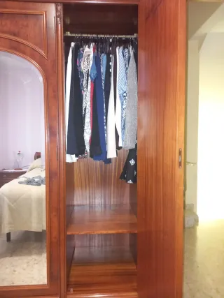 Armario antiguo de madera con espejos