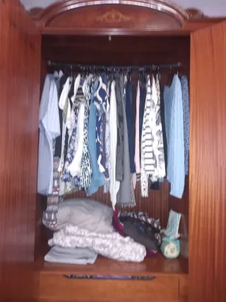 Armario antiguo de madera con espejos