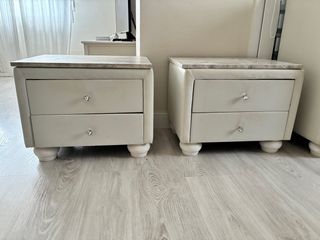 Cómoda y Mesitas Polipiel Blanca