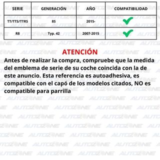 Emblema Audi negro brillo para capó 188x65 mm