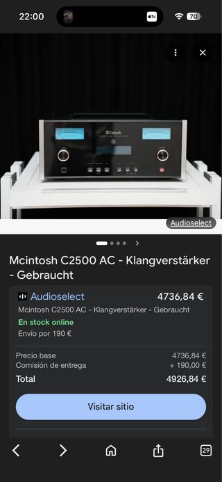 McIntosh C2500 Preamplificador Tubo