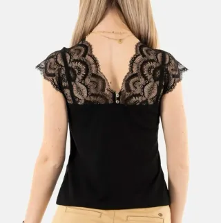Camiseta Morgan encaje negro Talla XS