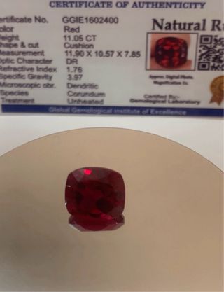 Rubí Mogok 11.05 Quilates Impecable
