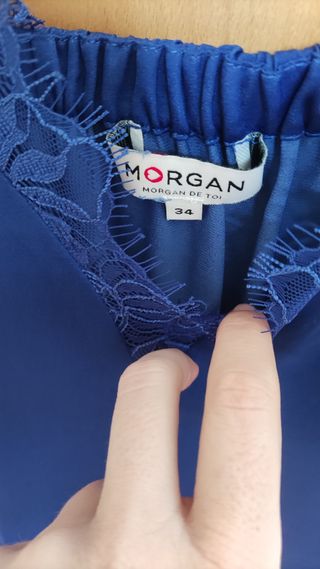 Top Morgan Azul Eléctrico Encaje Talla XS